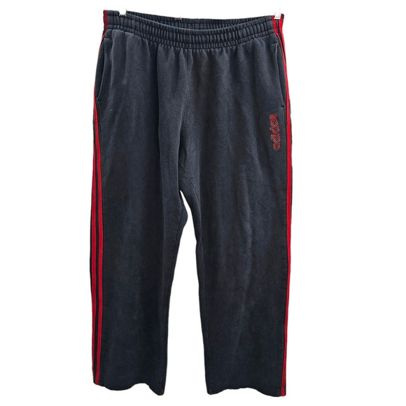 Adidas Sweat Pants Mens XL Vintage Jogger 3 Stripes Streetwear Y2K Black Red - Picture 1 of 14